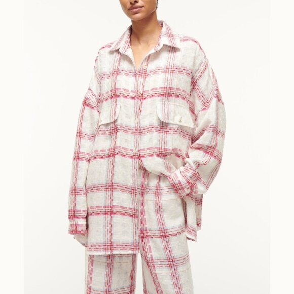 Staud | NWT Bassetti Oversized Shirt Jacket Tea Towel Top M/L‎ $395 - Picture 1 of 7